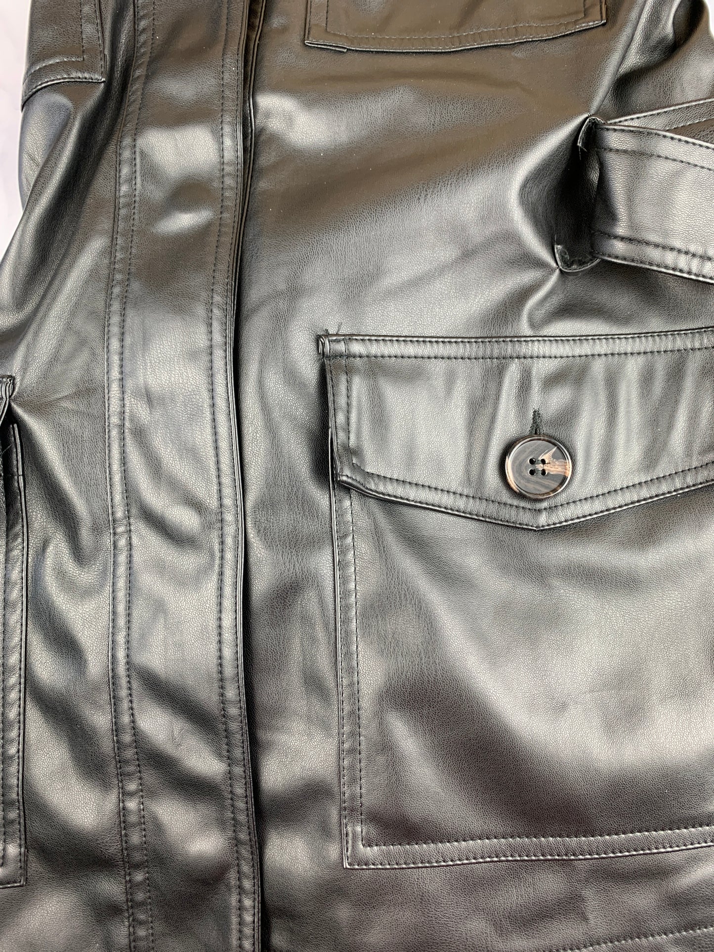 Vina Belted Faux Leather Jacket