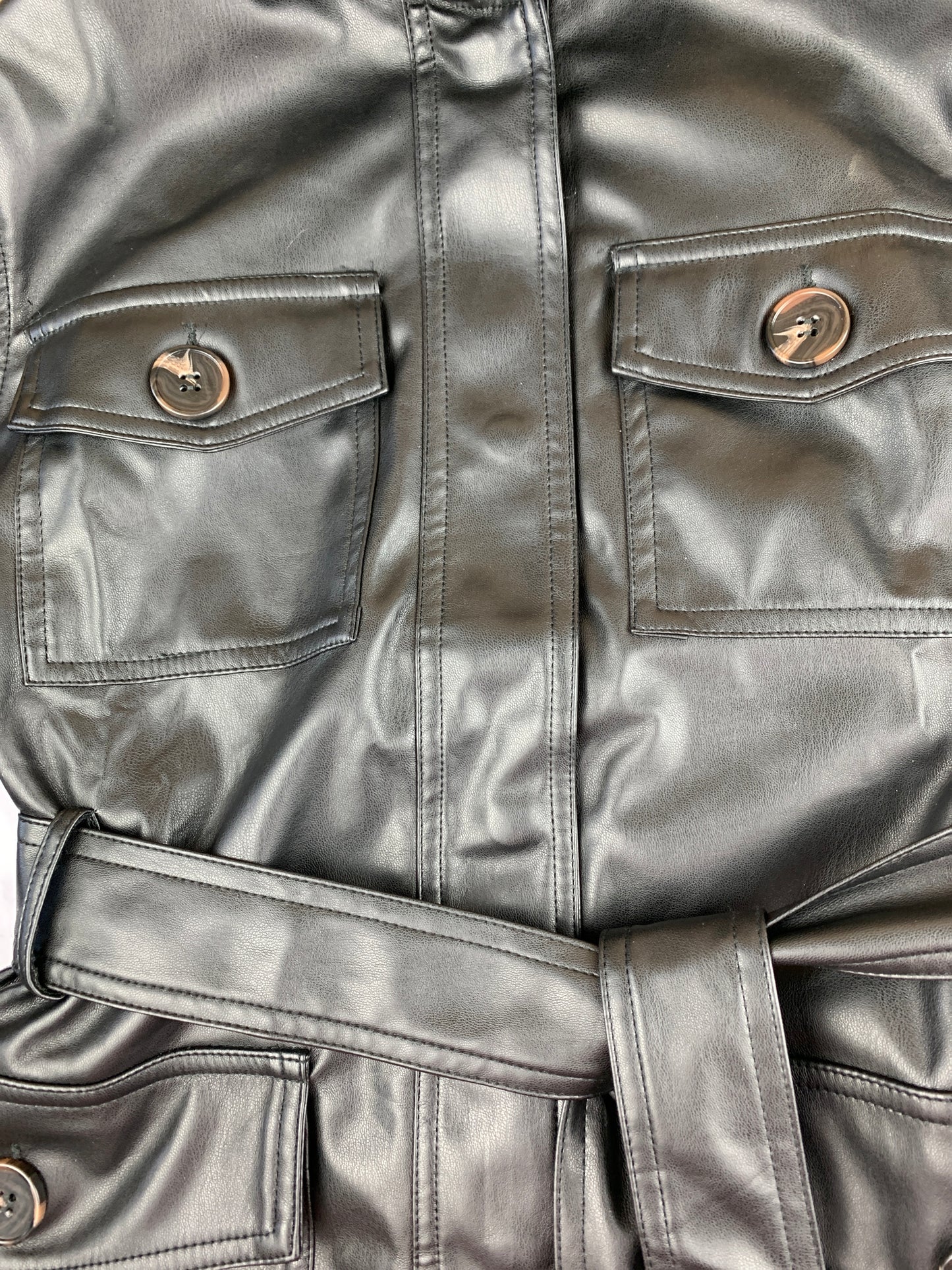 Vina Belted Faux Leather Jacket